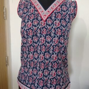 V-Neck Printed Half sleeve Cotton Top For All Season