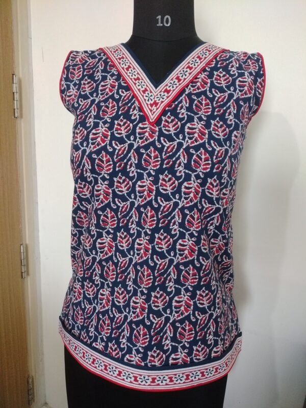 V-Neck Printed Half sleeve Cotton Top For All Season